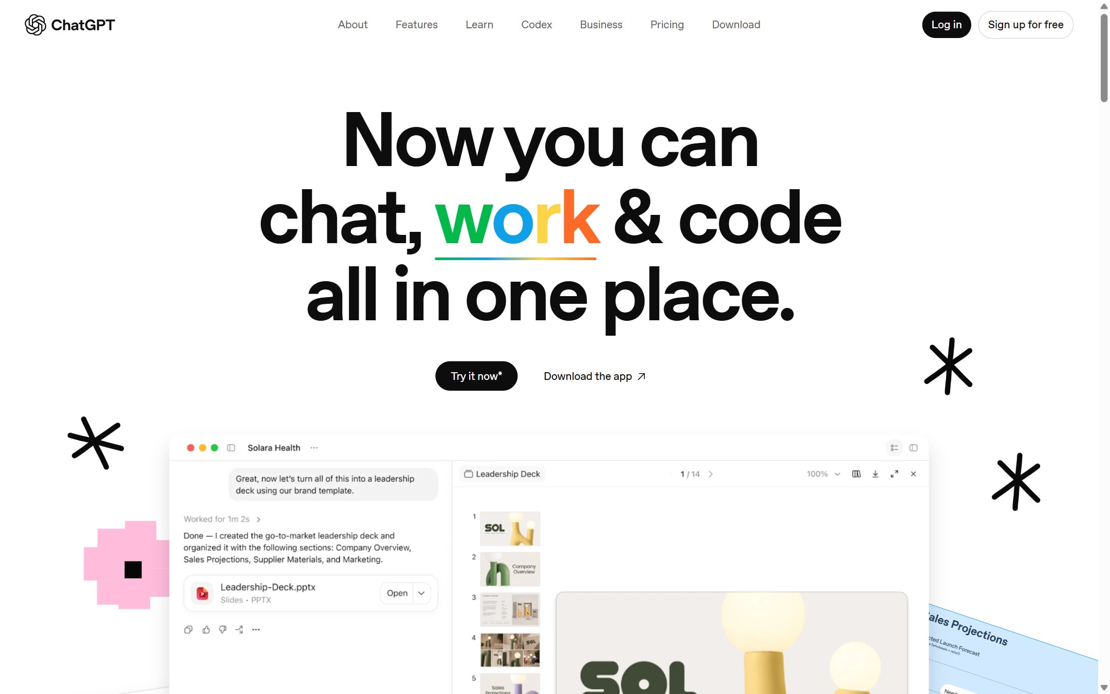 ChatGPT product page screenshot captured from the official product page