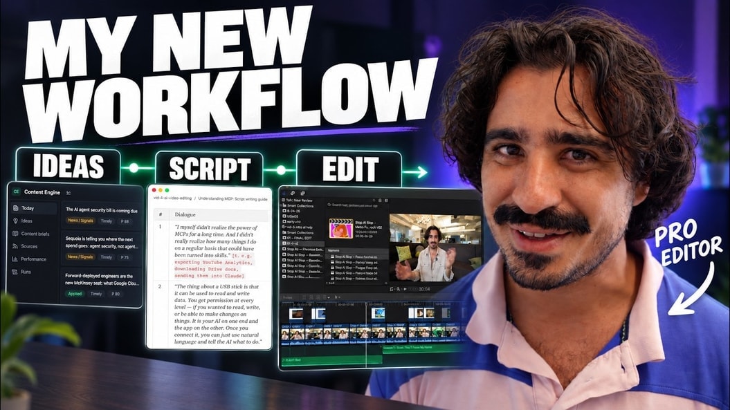Anthony Cinko's video thumbnail showing an ideas-to-script-to-Final-Cut workflow