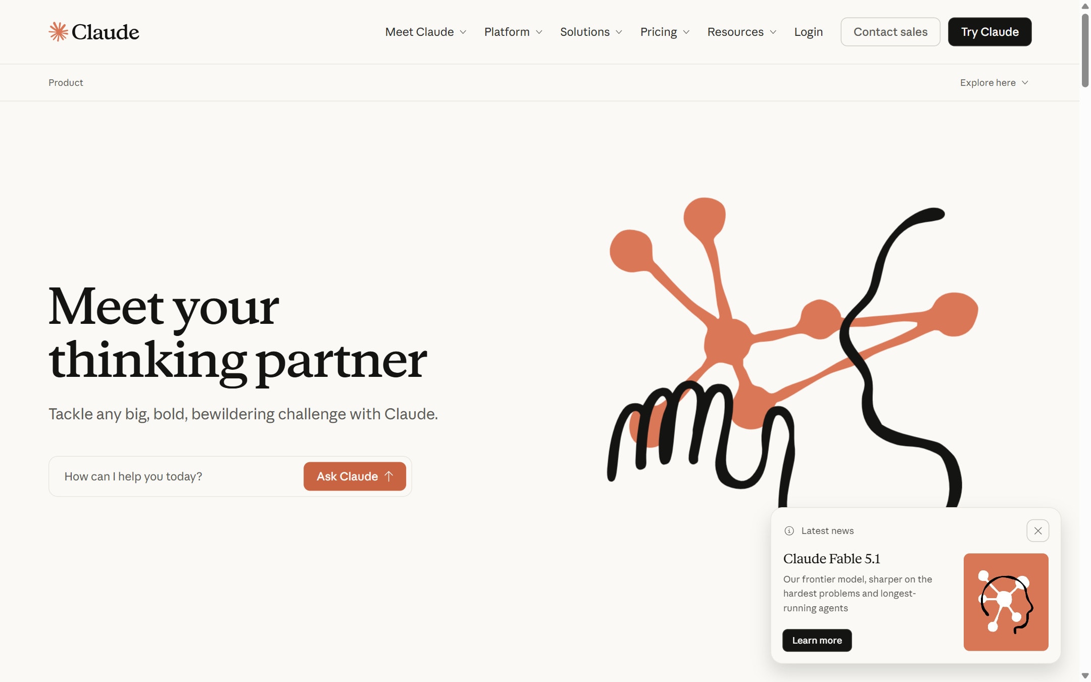 Claude product page screenshot captured from the official product page