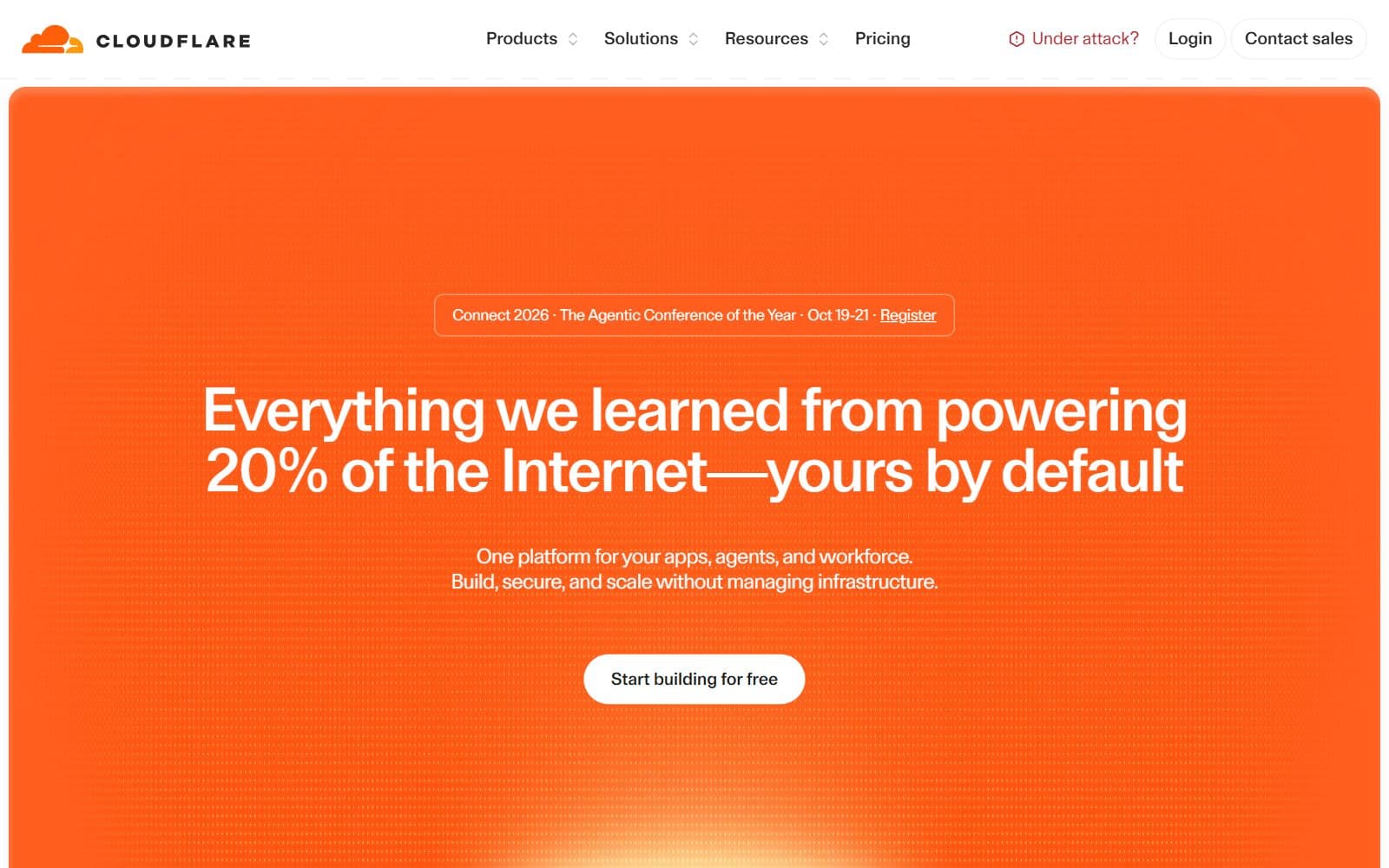 The Cloudflare homepage
