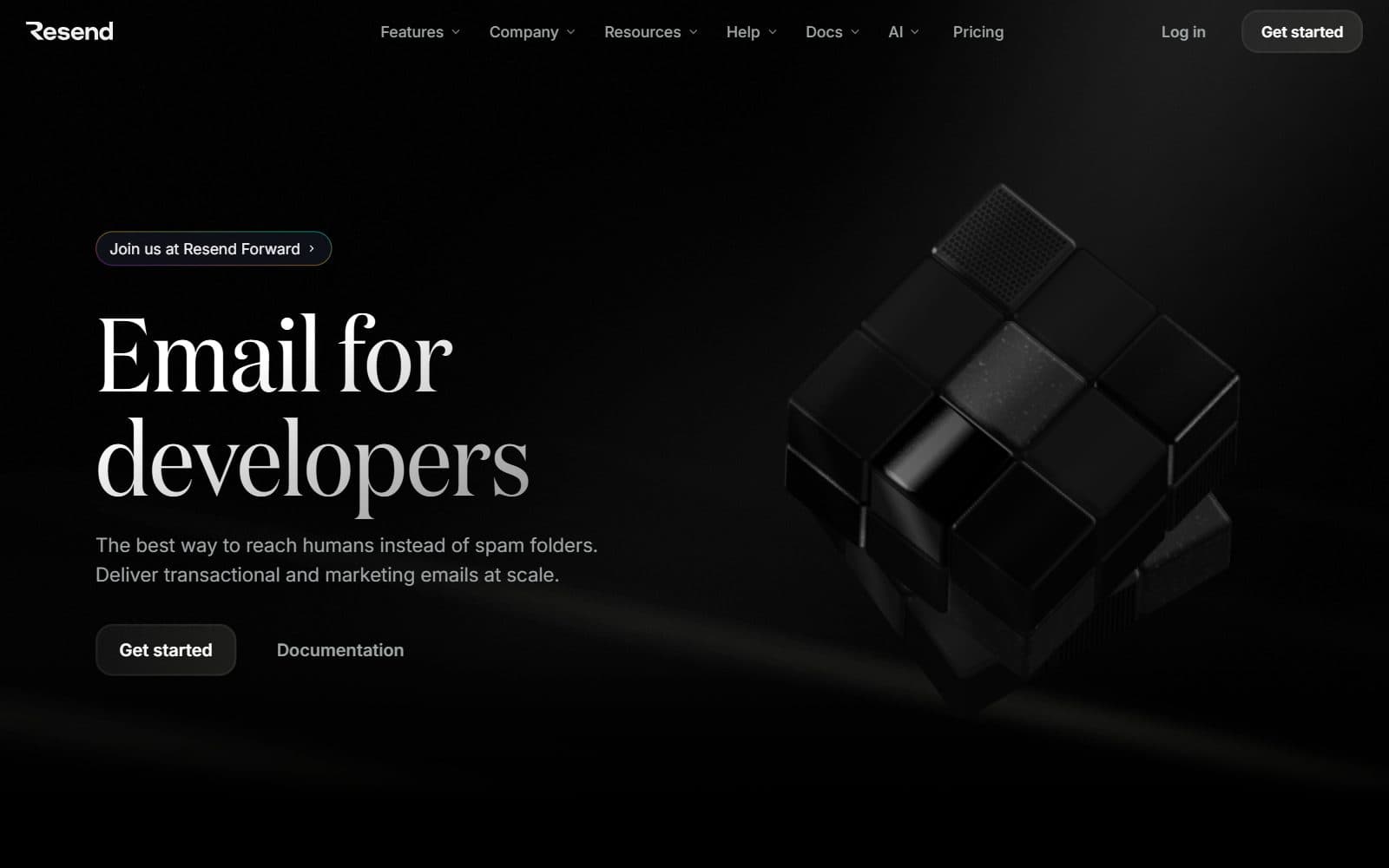 The Resend homepage