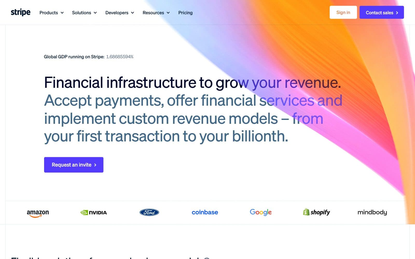 The Stripe homepage