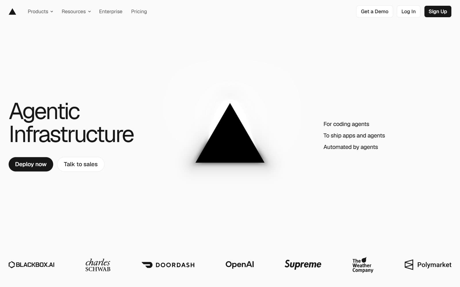 The Vercel homepage